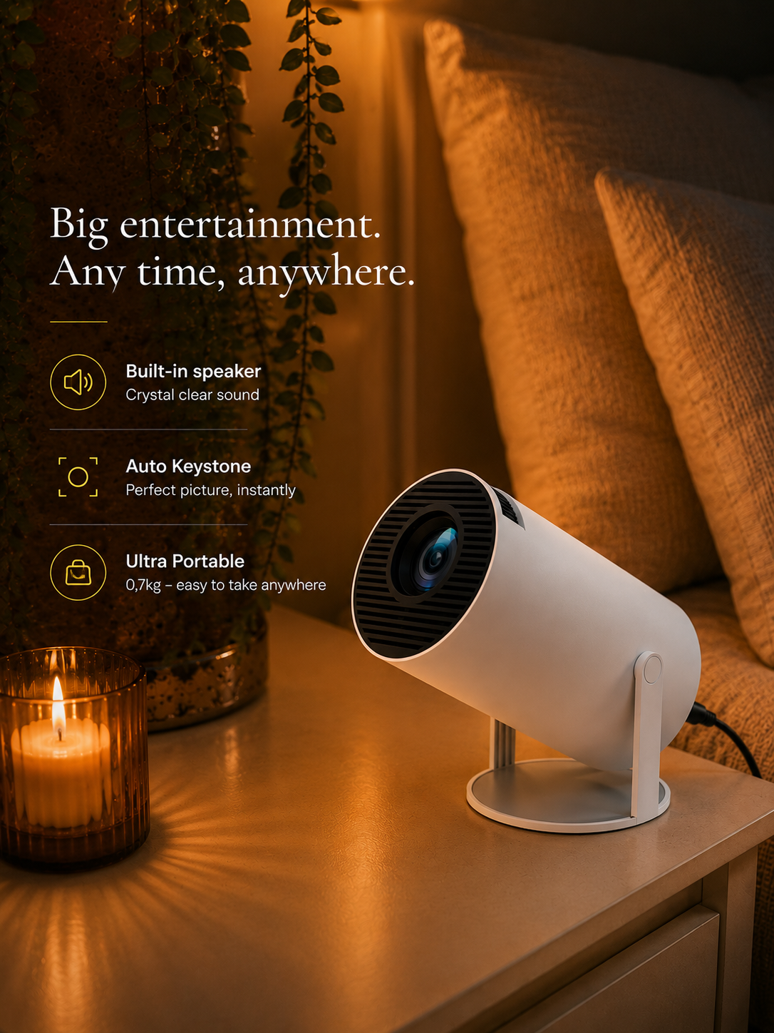 Nyxorian 180° Portable Mini Cinema Projector NYXORIAN